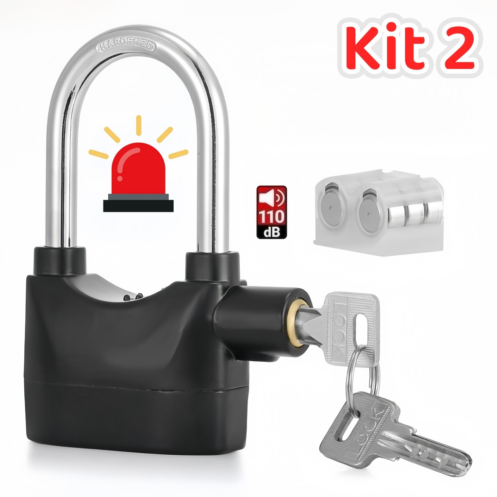 Cadeado Com Alarme Sonoro Antifurto Para Motocicleta Bicicleta Bike Mala de Viagem