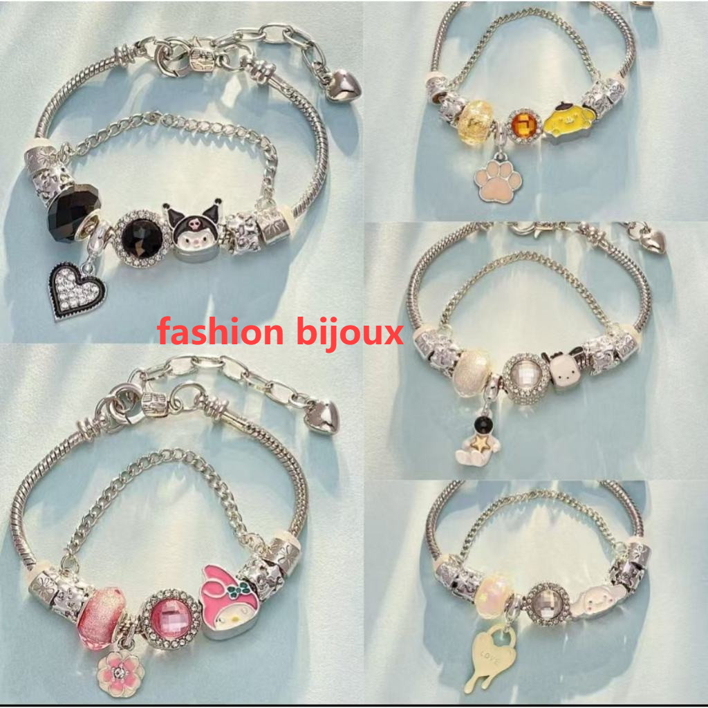 kit 3pçs  Pulseira Berloques Infantil Prata Estilo Presente moda/Modelo aleatório