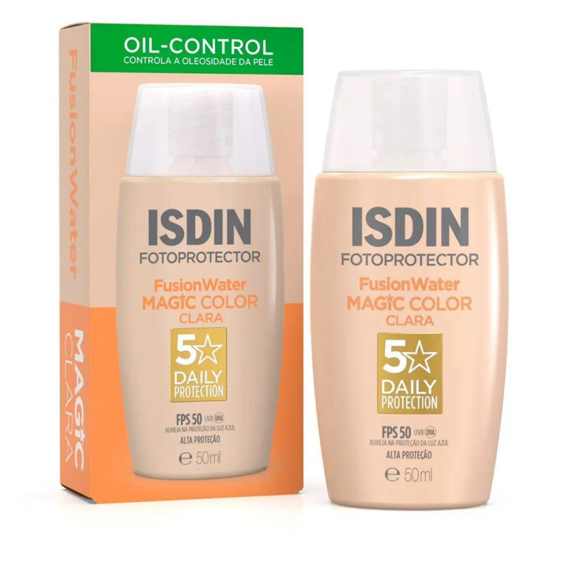 Protetor Solar Facial ISDIN FPS 50 Fusion Water Magic Color Cor Clara 50ml