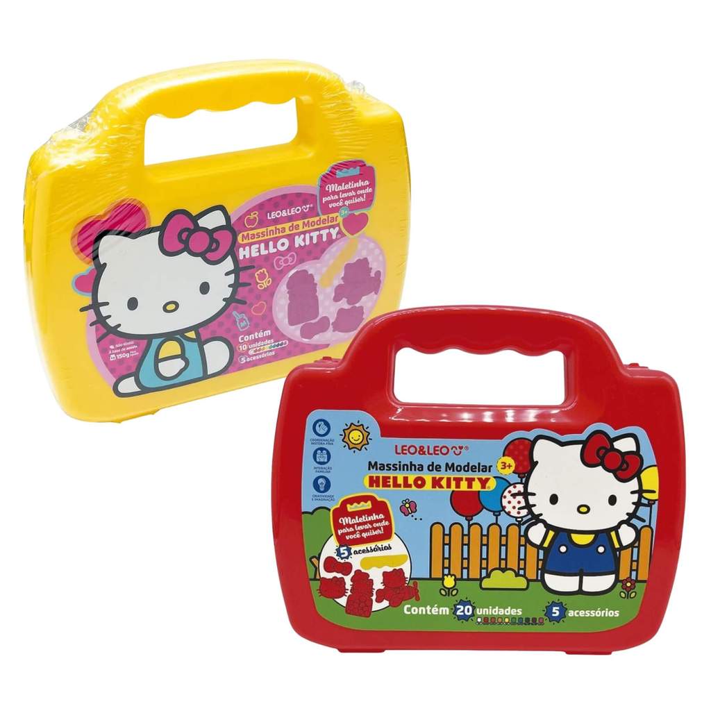 Massinha de Modelar Maleta Hello Kitty c/ 10 Cores + 5 Moldes Sortido e Unitário Leonora - 72566 em Oferta na Shopee