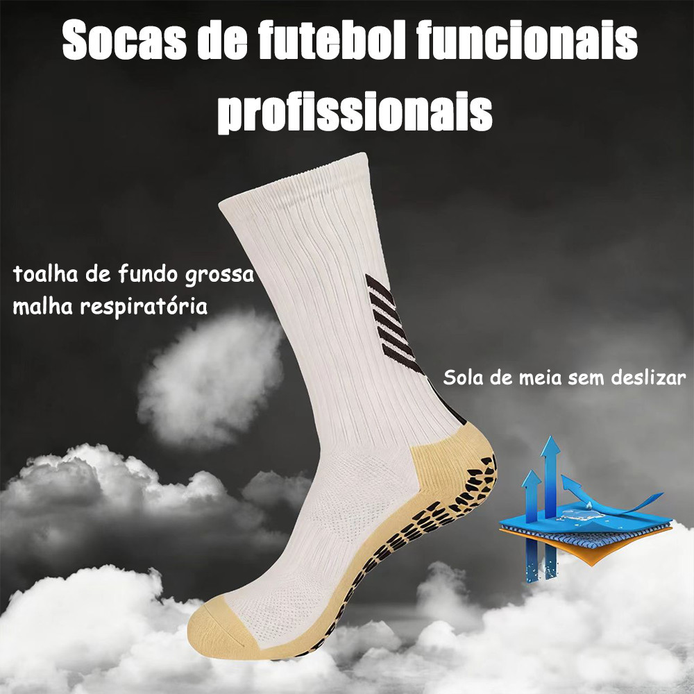 Meias esportivas antiderrapantes Unissex Absorvente e respirável Função de compressão profissional futebol jogo oficial em Oferta na Shopee