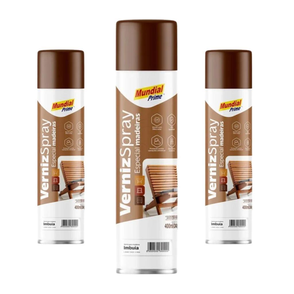 Kit 3 Verniz De Madeira Imbuia Spray 400ml Proteção UV
