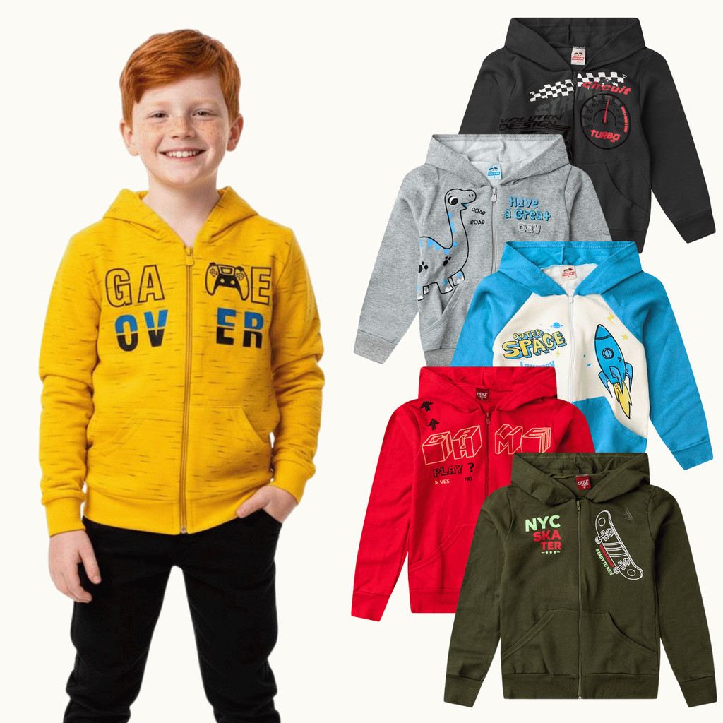 Kit 2 Jaquetas Infantil e Juvenil Masculina com Capuz, Zíper e Bolsos – Moletom Premium Quentinho | Casaco Menino