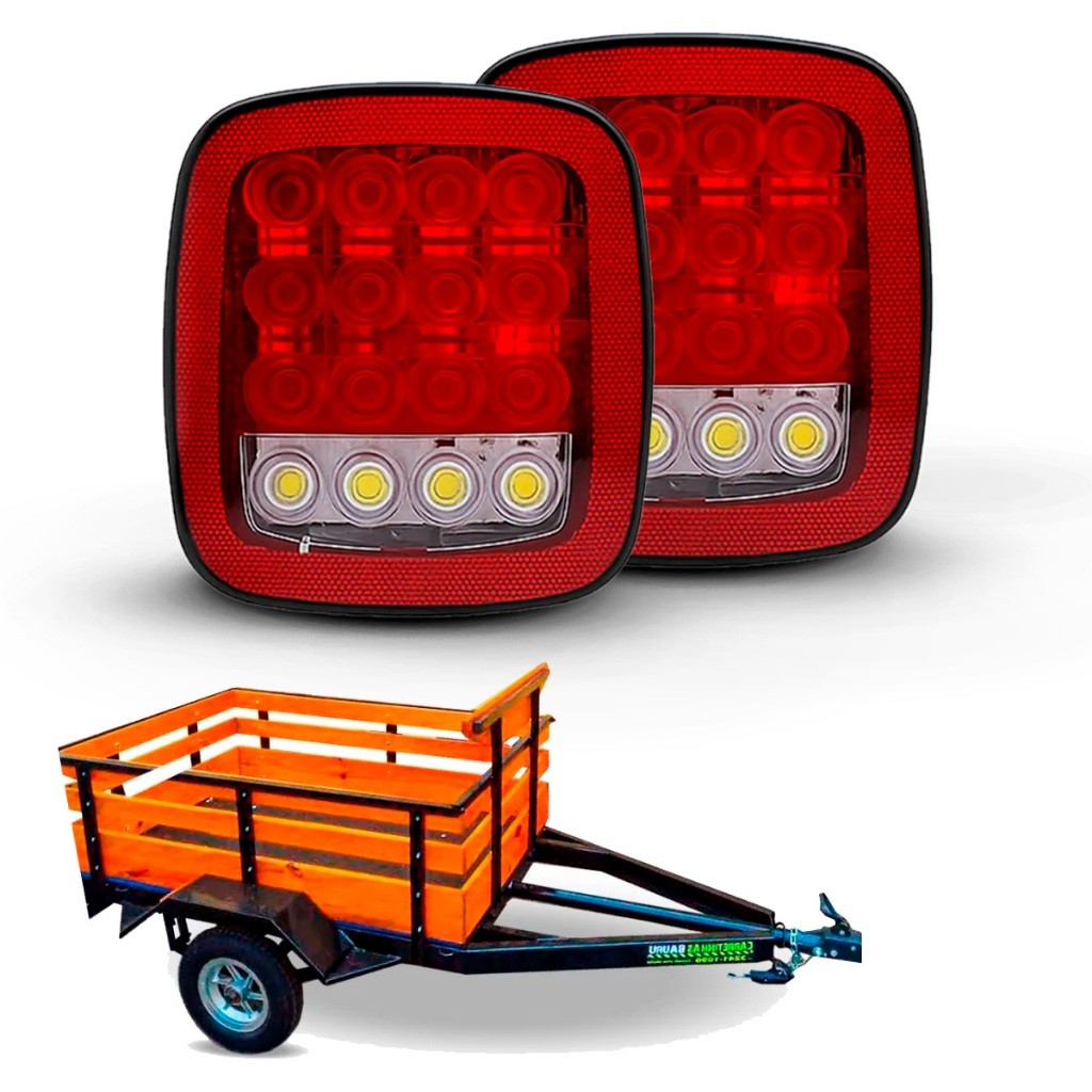 Par Lanterna Traseira Marmita Universal Bivolt 12/24 V Luz De Led Carretinha Cinoy