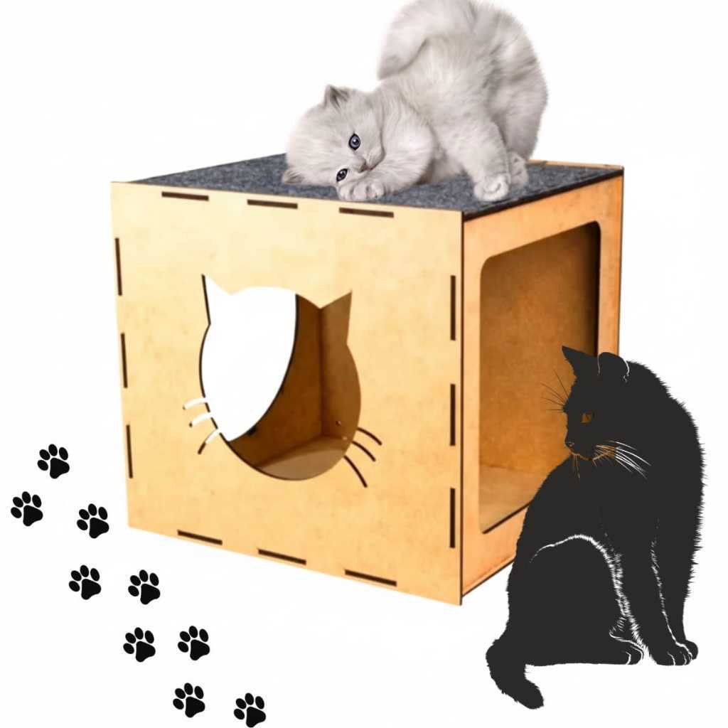 Toca Nicho Esconderijo p/ Gatos Grandes MDF 4mm Antiderrapante Ideal p/ Maine Coon e Raças Semelhates Casa Aconchegante