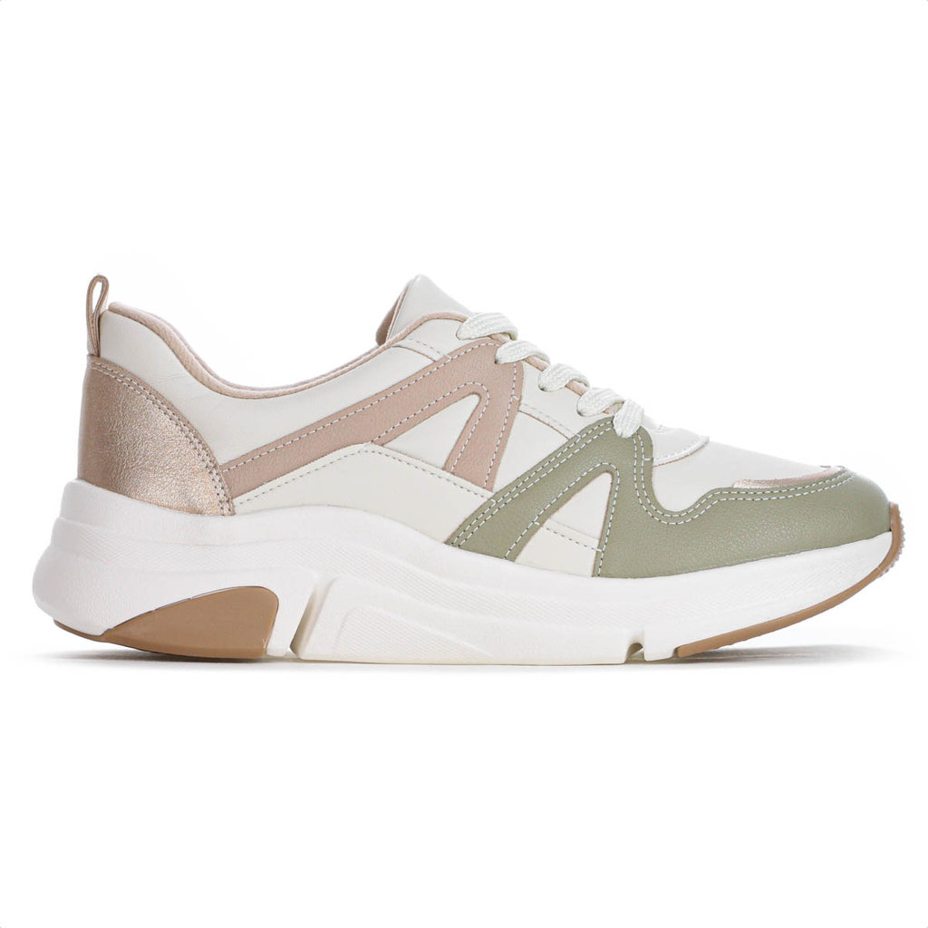 Tênis Modare Napa Suprema Off White Rose e Verde - Feminino