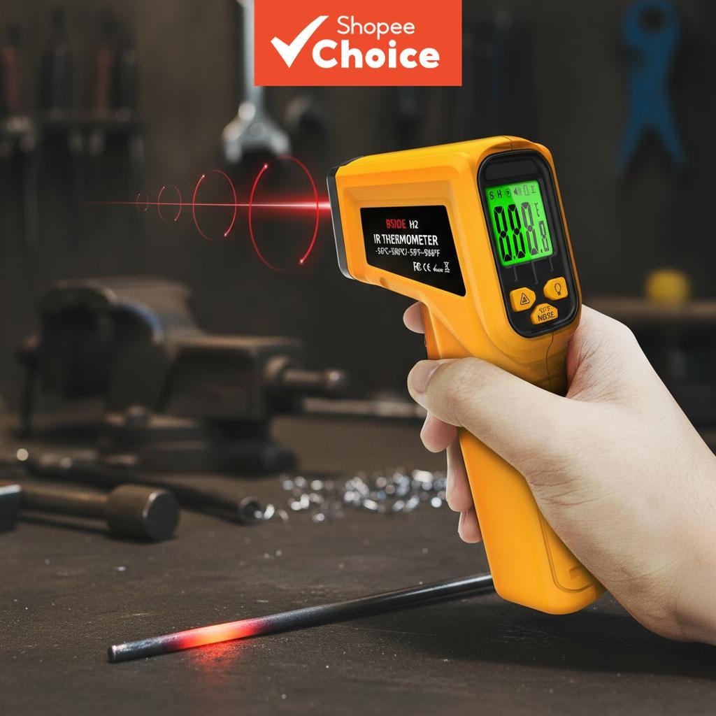  Termômetro Digital Infravermelho BSIDE -50 a 530°C Medidor de Temperatura a Laser Sem Contato para Medição Profissional
