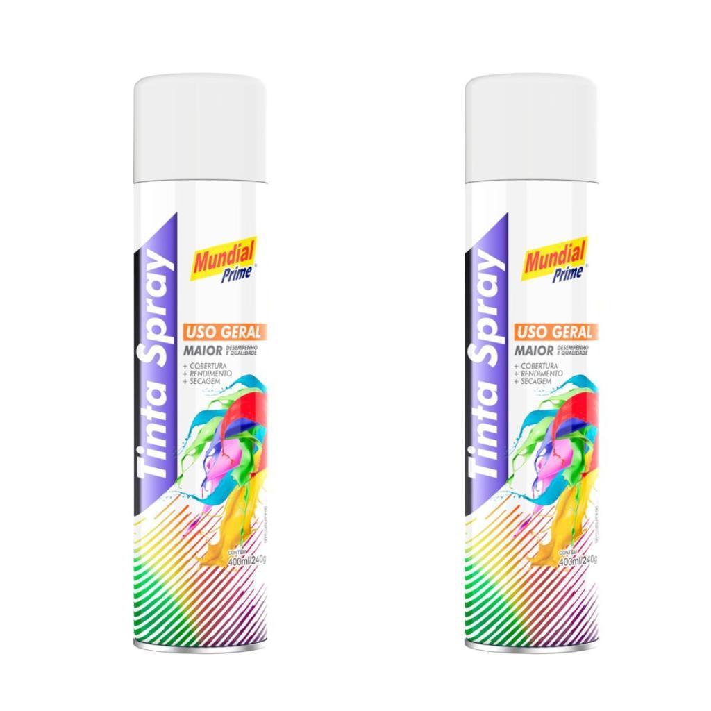 Kit 2 Tinta Spray Mundial Prime Branco Fosco - 400ML em Oferta na Shopee