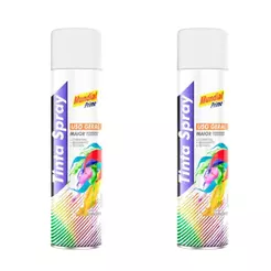Kit 2 Tinta Spray Mundial Prime Branco Fosco - 400ML