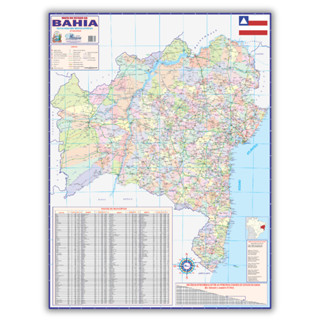 Mapa Gigante Politico - Estado da Bahia - Dobrado 120 x 90cm - Escolar em Oferta na Shopee