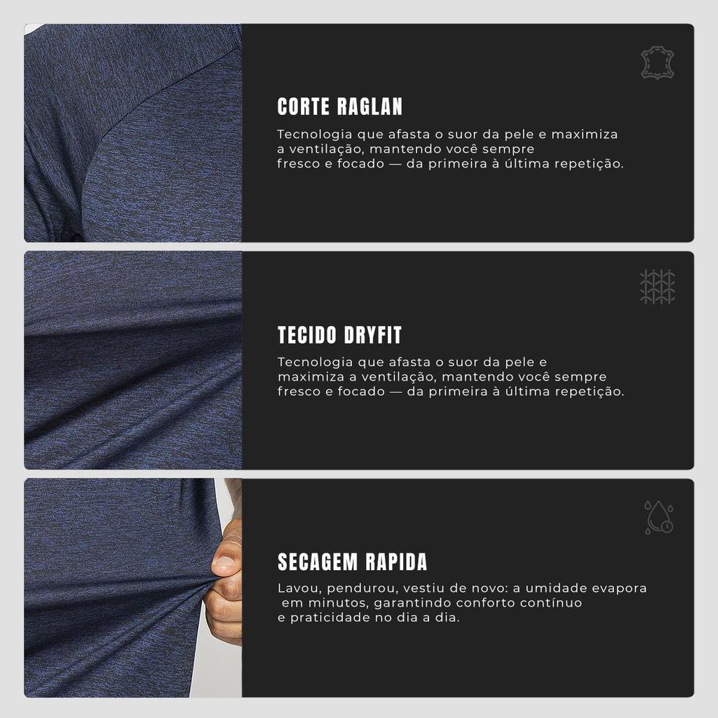 Detalhes do Camiseta Masculina Academia Dry New Fluid Mescla