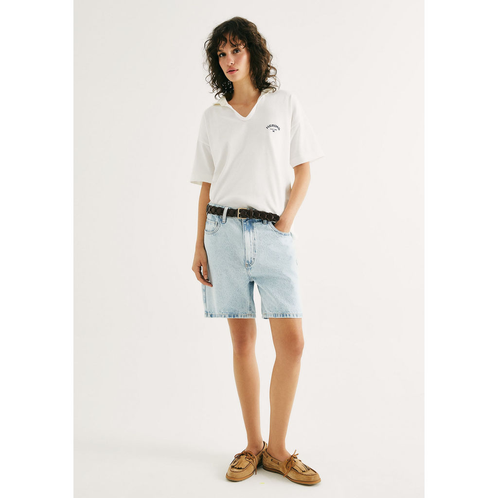 Bermuda Jeans Feminina Cintura Média em Oferta na Shopee