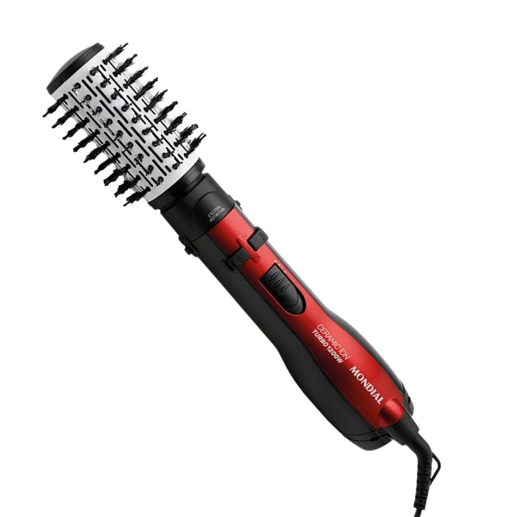 Escova Rotativa Mondial ER09 Ceramic Íon Turbo 5x1 1200W Vermelha em Oferta na Shopee