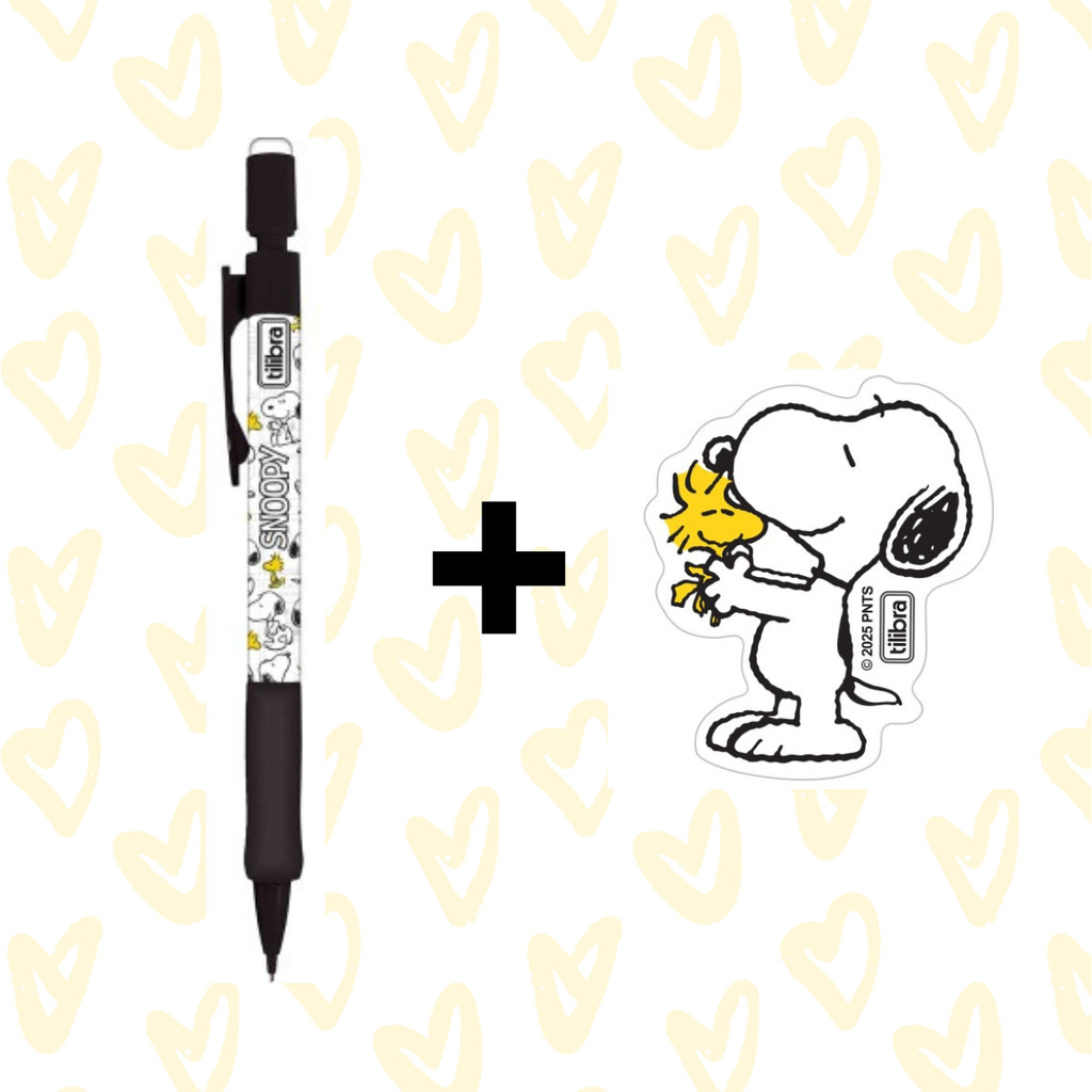 Kit Escolar Snoopy Tilibra: Lapiseira 0.7mm e Borracha Fofa em Oferta na Shopee