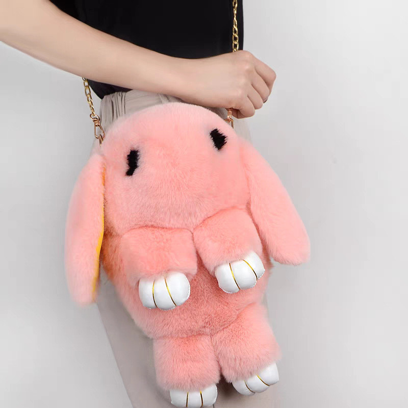 Bolsa Feminina De Pelúcia Em Formato De Coelho , Adequada Como De Ombro Ou crossbody . Lindas Bolsas Estilo Colegial Com