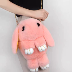 Bolsa Feminina De Pelúcia Em Formato De Coelho , Adequada Como De Ombro Ou crossbody . Lindas Bolsas Estilo Colegial Com