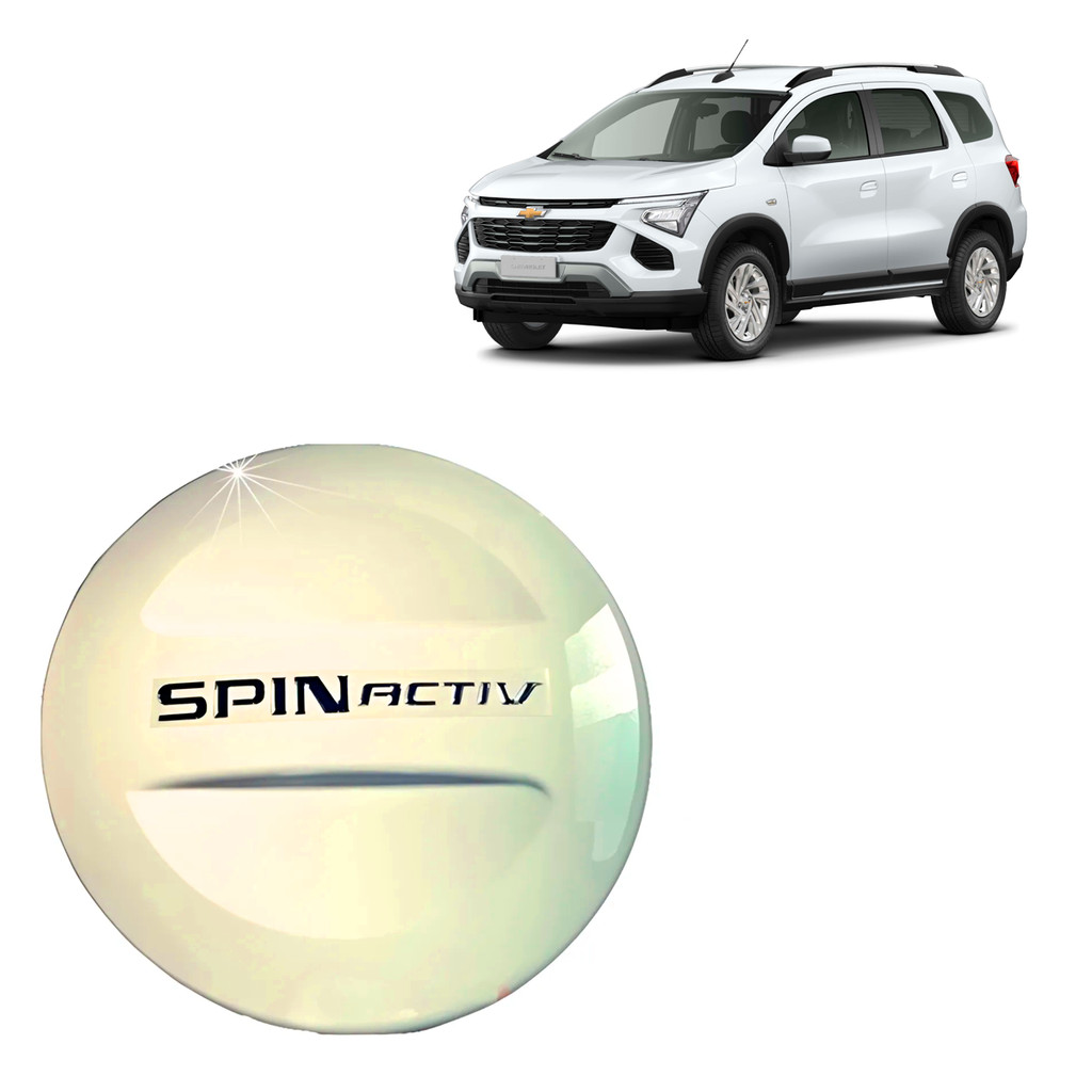 CAPA DE ESTEPE RIGIDA COM CADEADO PARA CHEVROLET SPIN ACTIV 2011/2021 ARO 16/17/18 COR BRANCO VINTAGE