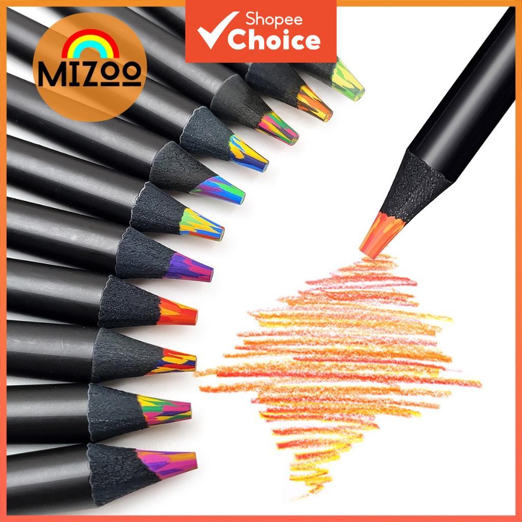  12 Lápis de Cor Arco-Íris, Núcleo Arco-Íris, Lápis de Cor para Desenho de Estudantes, Várias Cores, Material Escolar,