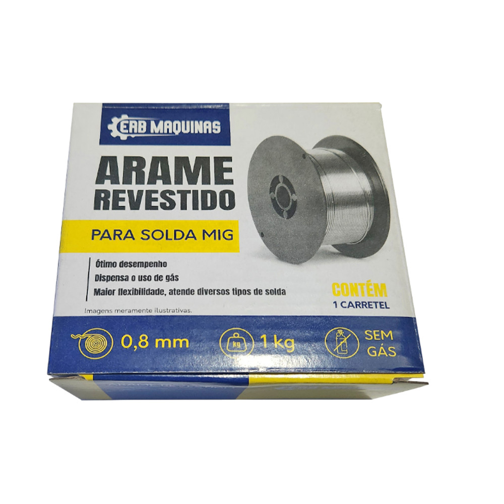 Detalhes do Kit Consumiveis Para Solda Arame Tubular Rolo 1kg 0.8mm com Esquadro Magnetico 10kg Erbmaquinas