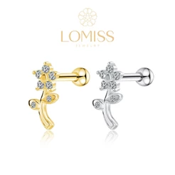 Piercing Orelha Mini Barbell Cobre/Aço Flor Zircônias Cravejado Para Daith Labret Boca Tragus Conch Helix Body Piercing
