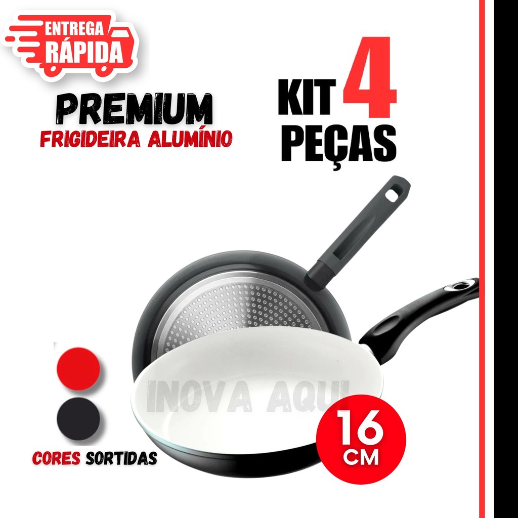 Frigideira Antiaderente De Cerâmica 16cm Cabo Silicone Kits com 4 a 1 unidade Variáveis Utilidade Premium Multiuso