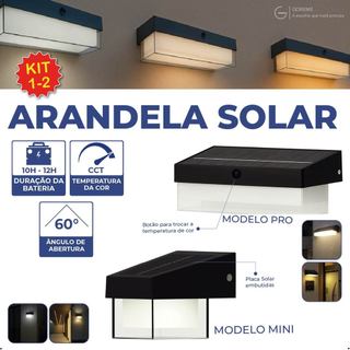 Arandela Solar Mini e Pro Placa Solar Embutida 3 Tons de Luz A Prova D'agua
