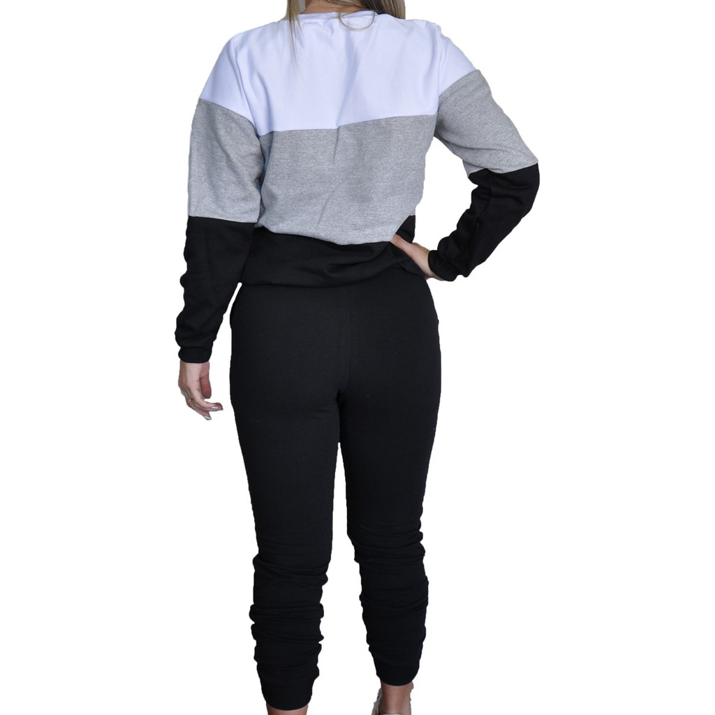 Conjunto De Moletom Feminino Capuz Blusa E Calça Flanelado