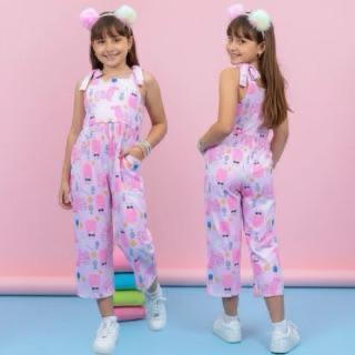 Macacão Infantil Estampado Roupa Feminina Infantil Leve Macacão Infantil Feminino de Verão Estampa Alegre e Colorida em Oferta na Shopee