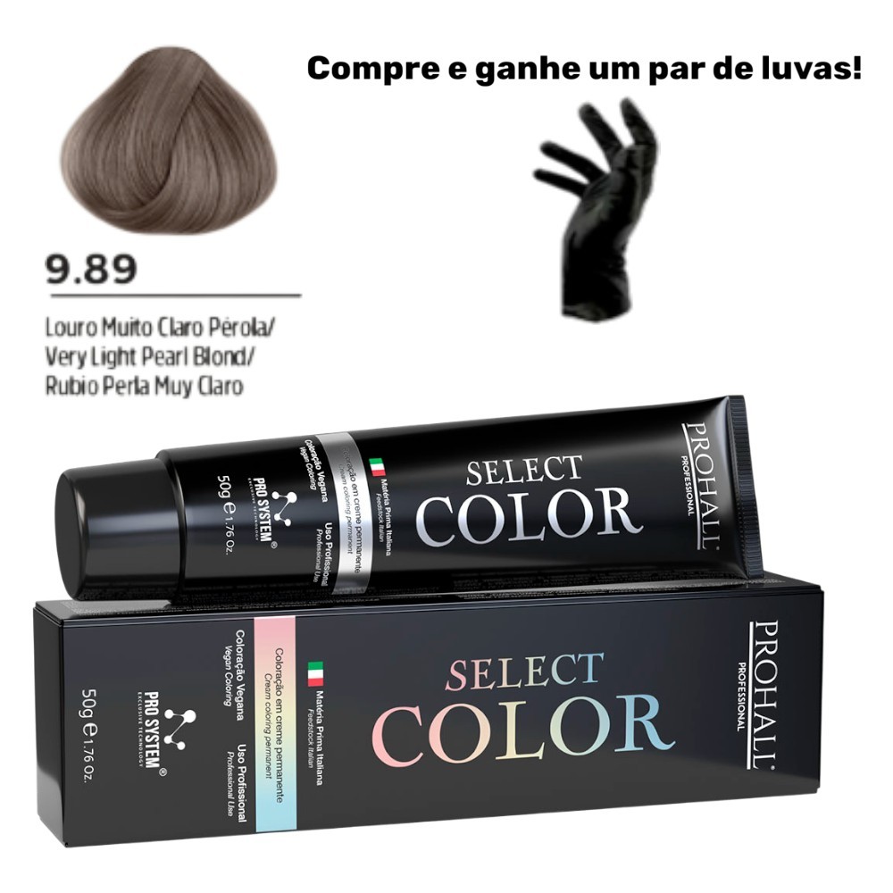 Coloração Permanente Select Color Nº9.89 Louro Platinum Perola Prohall 50g