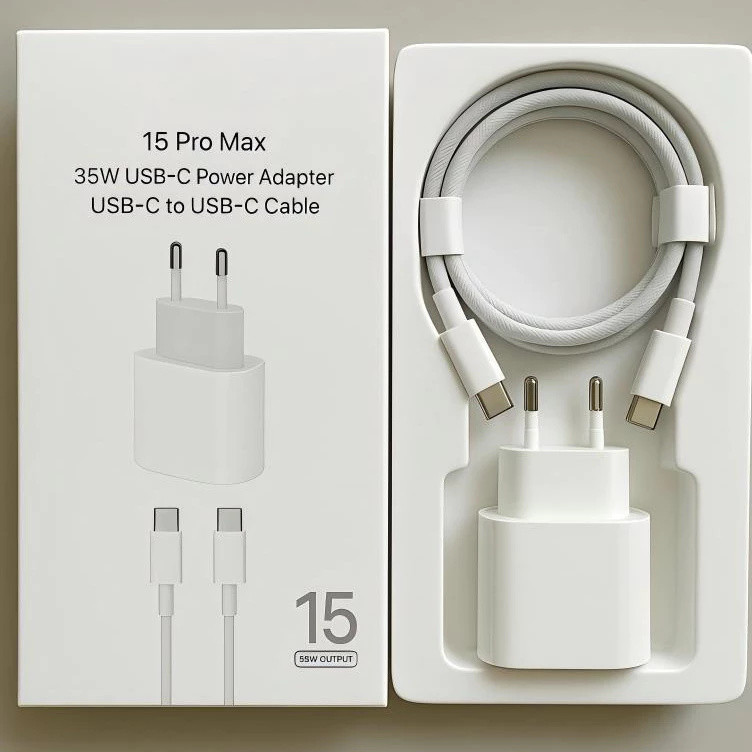 Carregador iPhoneOriginal 15 e 16 Pro Max 35W Turbo Fonte USB-C + Cabo Tipo-C Tipo C de 1M Lacrado