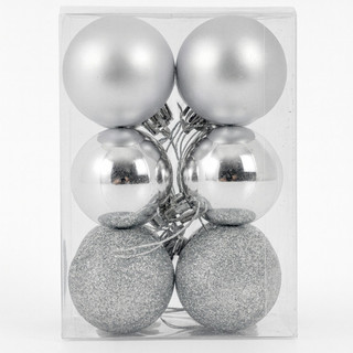 Kit 8 Bolas De Natal Enfeite Lisas/Glitter/Fosca 5cm ou 8cm Grande Prata