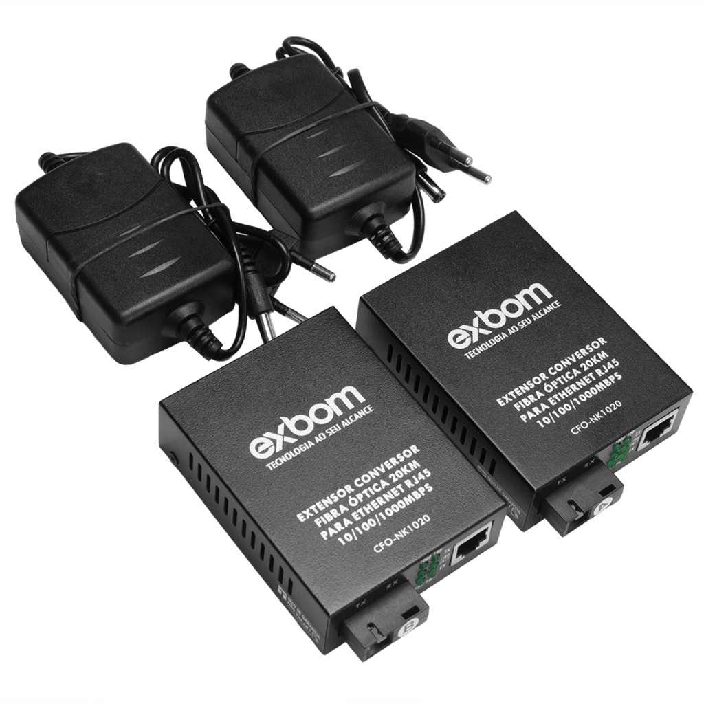 Par De Conversores Mídia Fibra Conversor Giga 1000 Mbps A/b
