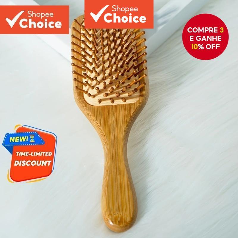 Escova De Cabelo De Bambu Natureza Antiestática De Madeira Couro Cabeludo Massagem Pente Almofada De Ar Ferramentas De E