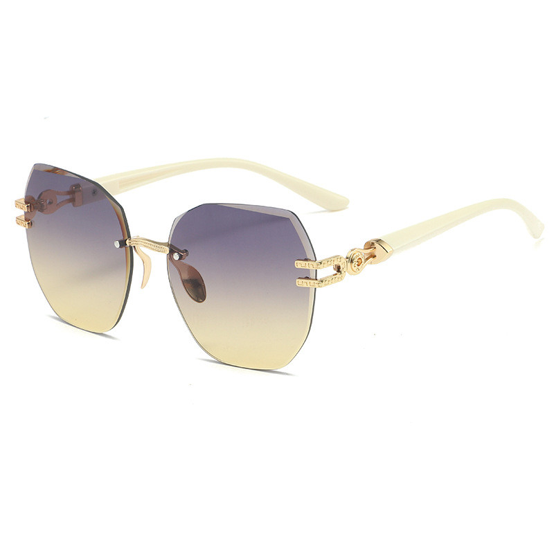 Novos Óculos de Sol Sem Armação da Moda Feminina, Personalizados, Oval, Armação Grande, Estilo Fashion, Versáteis, Óculo
