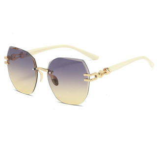 Novos Óculos de Sol Sem Armação da Moda Feminina, Personalizados, Oval, Armação Grande, Estilo Fashion, Versáteis, Óculo