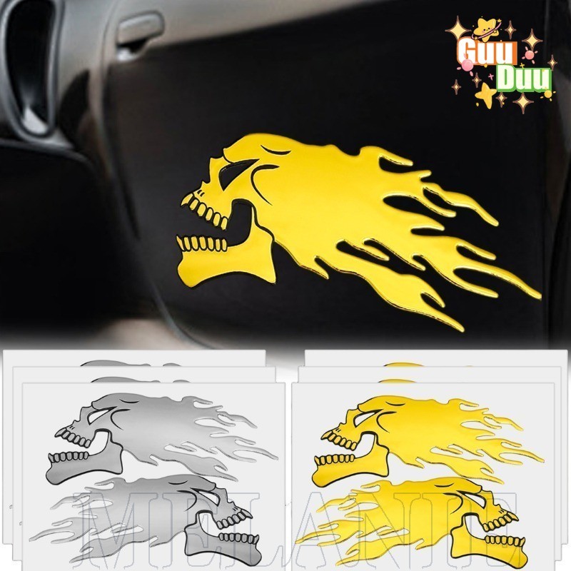 [GuuDuu] Decalque De Carro Ghost Skull-Design De Chama Criativa-Adesivo De Tanque De Combustível De Motocicleta-Decoraçã