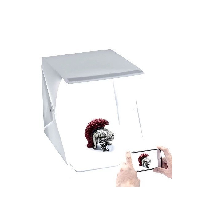 Photo Studio 20x20cm Mini Estúdio Portátil com Iluminação LED USB Fundo Preto e Branco Para Produtos