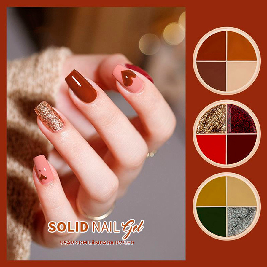 4 Cores  Solid Gel Paleta Para Unhas em Oferta na Shopee