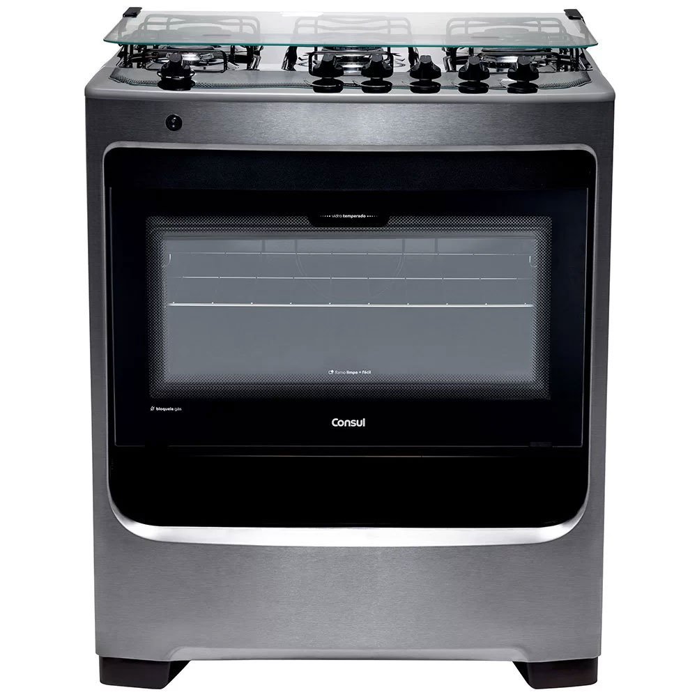 Imagem Fogão a Gás de Piso Consul 5 Bocas Mesa em Aço Inox  CFS5NAR