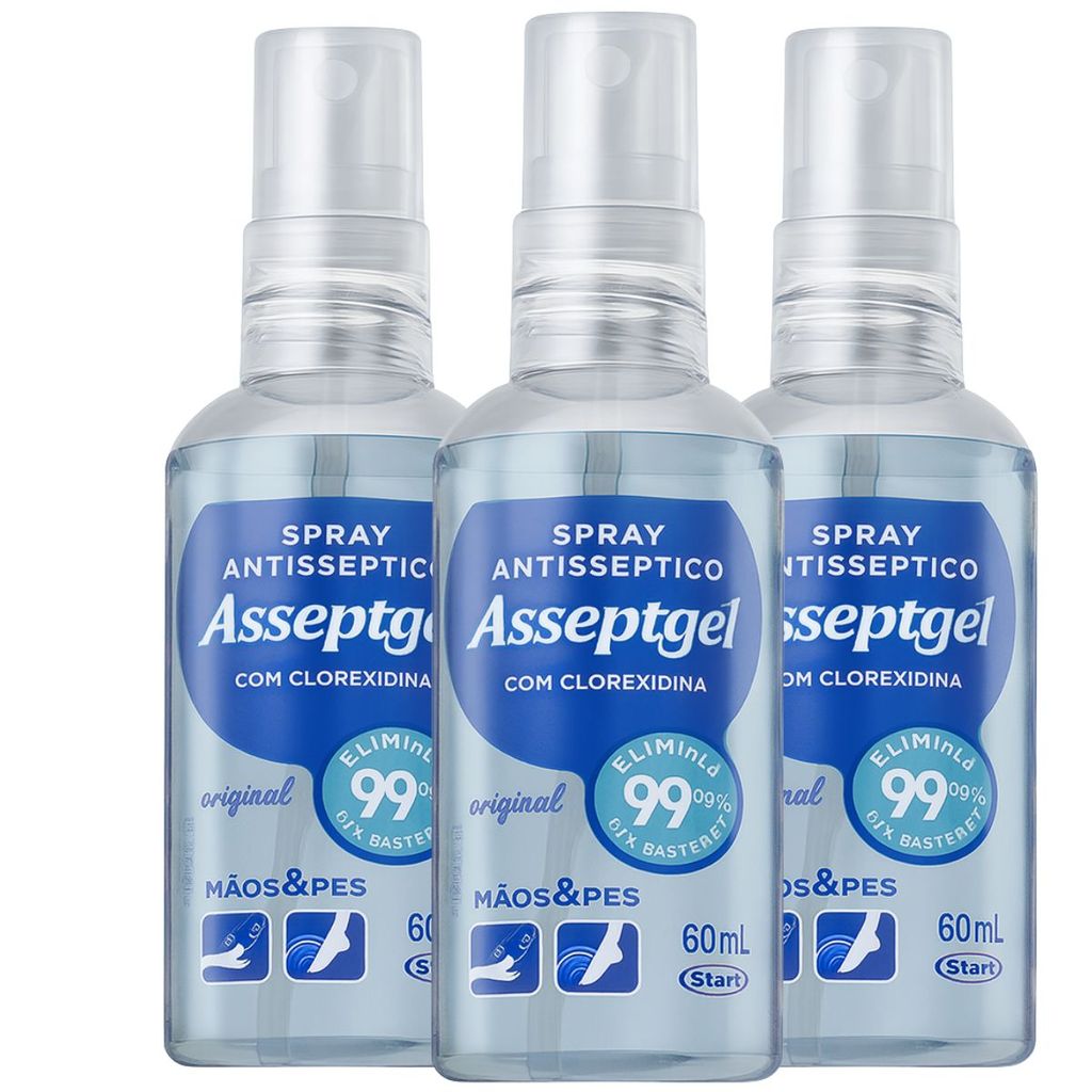 KIT 3 SPRAY ANTIS. ASSEPTGEL CLOREXIDINA ORIGINAL
