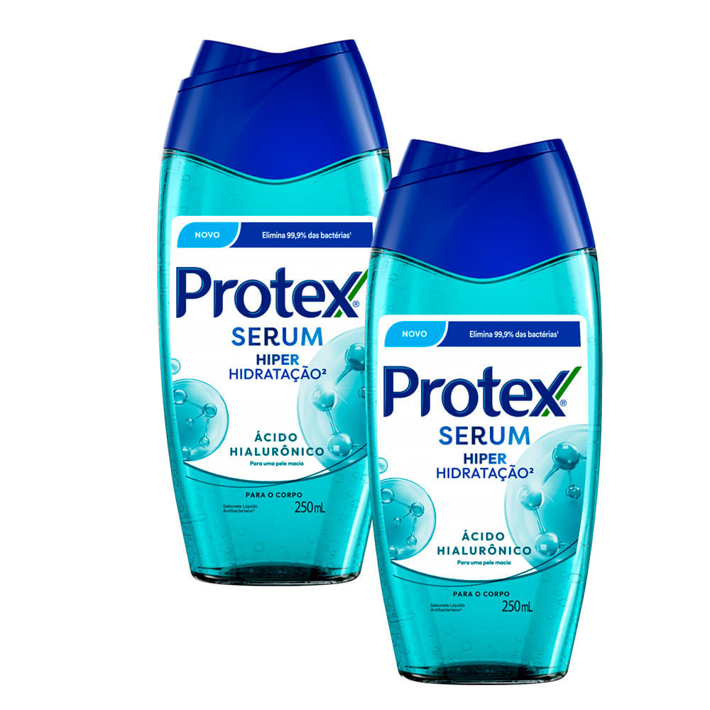 Kit 2 Sabonete Líquido Protex Serum Hiper Hidratação Ácido Hialurônico 250ml