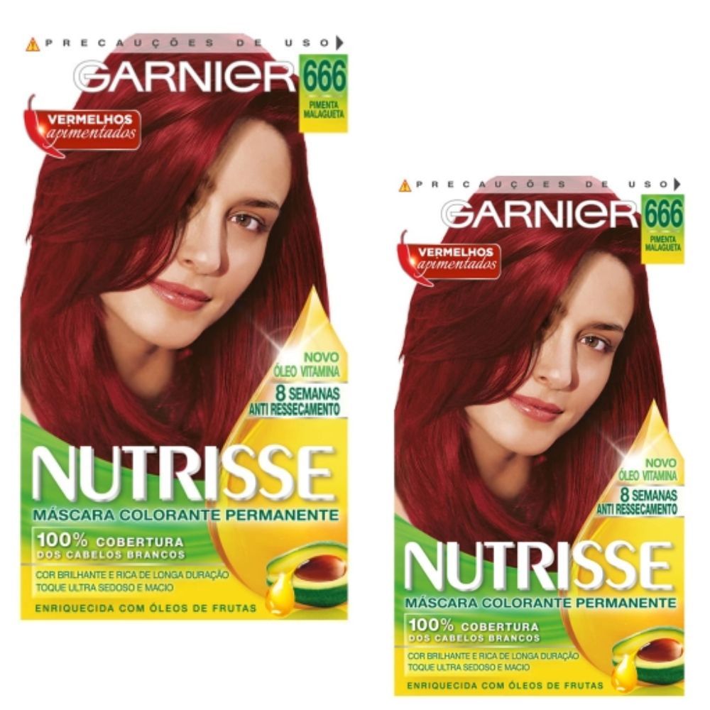 Kit 2 Tintura Creme Nutrisse Garnier Pimenta Malagueta 666 Kit em Oferta na Shopee