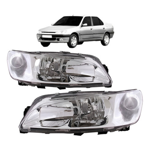 Par Farol Para Peugeot 306 1998 1999 2000 2001 2002 Foco Duplo Lente Lisa