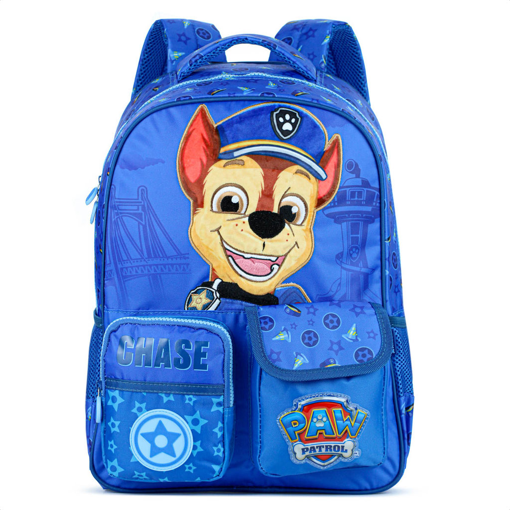 Mochila Escolar Patrulha Canina Chase - Azul