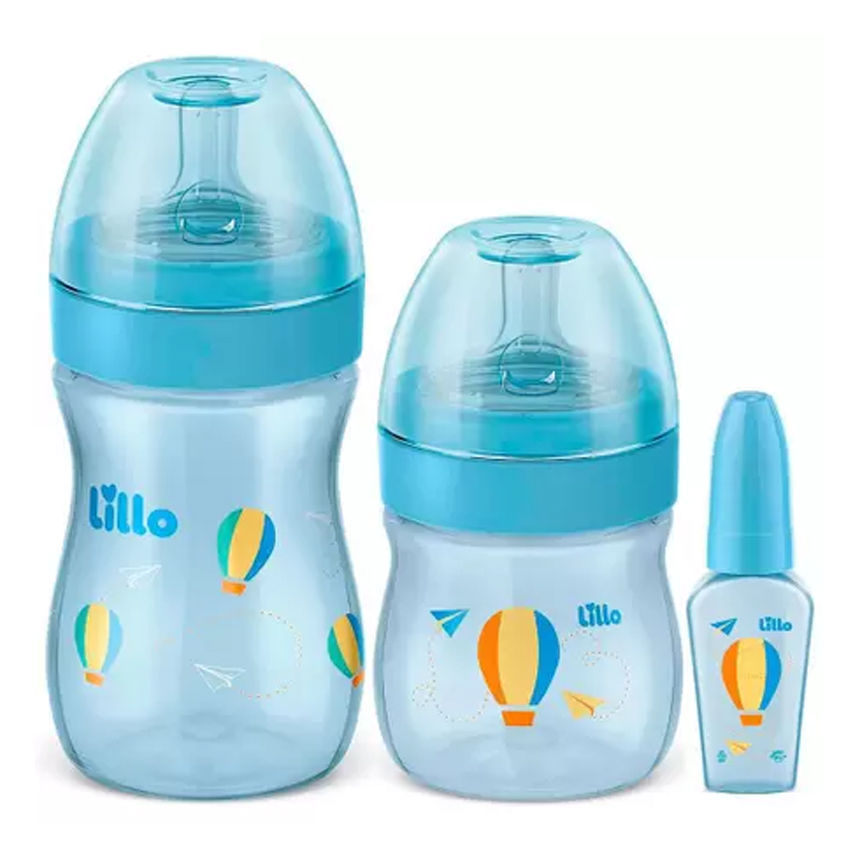 Kit Mamadeira Lillo Evolution 50ml 150ml e 240ml - 03 Peças Azul