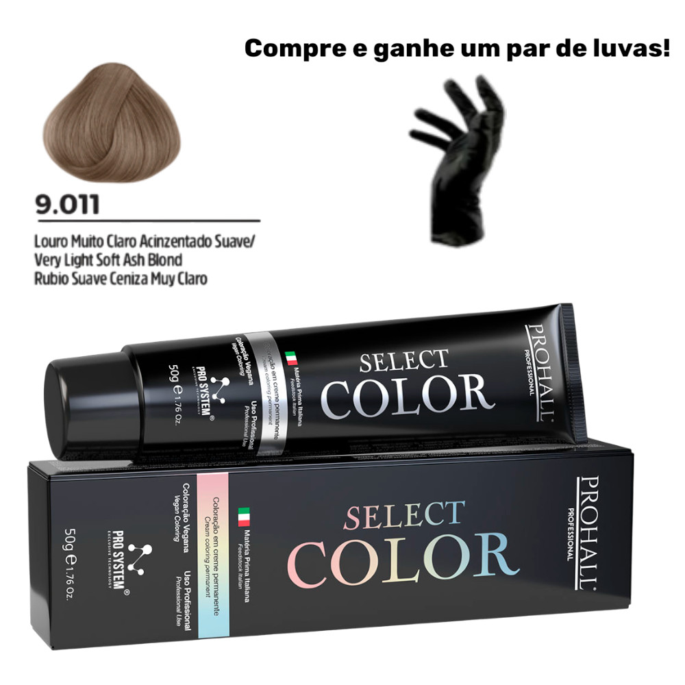 Coloração Permanente Select Color Nº9.011 Louro Muito Claro Acinzentado Suave Prohall 50g