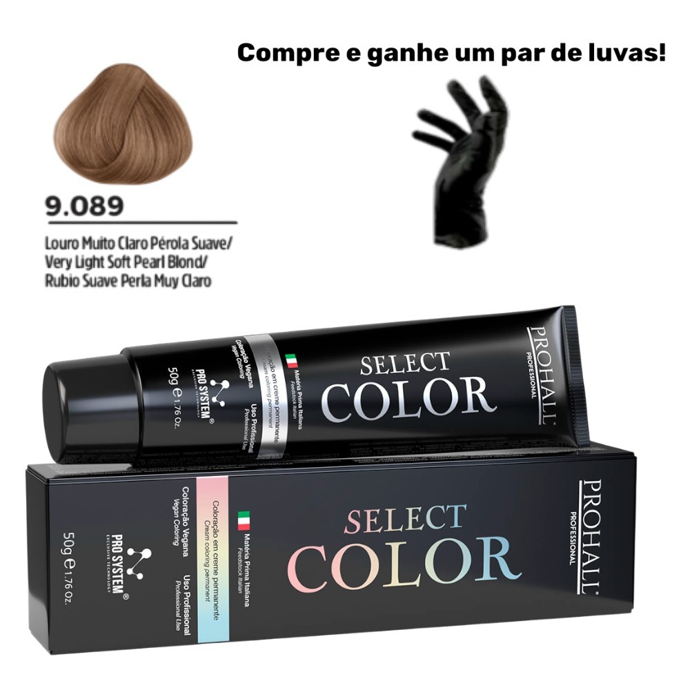 Coloração Permanente Select Color Nº9.089 Louro Platinum Suave Prohall 50g