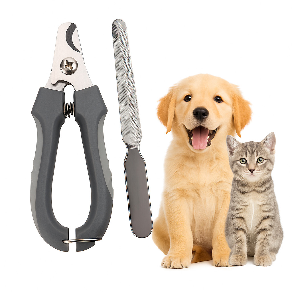 Kit Cortador Alicate Pet Tesoura + Lixa De Unhas Gatos Cães Médio Grande Porte 15CM Cachorro Higiene