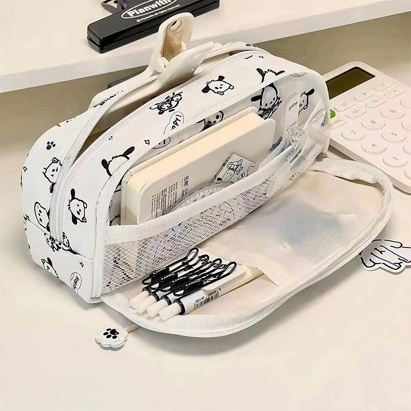 [largeloohg] Bolsa De Armazenamento Fofa De Grande Capacidade Sanrio Hello Kitty Estojo De Lápis Anime Kawaii Pochacco P