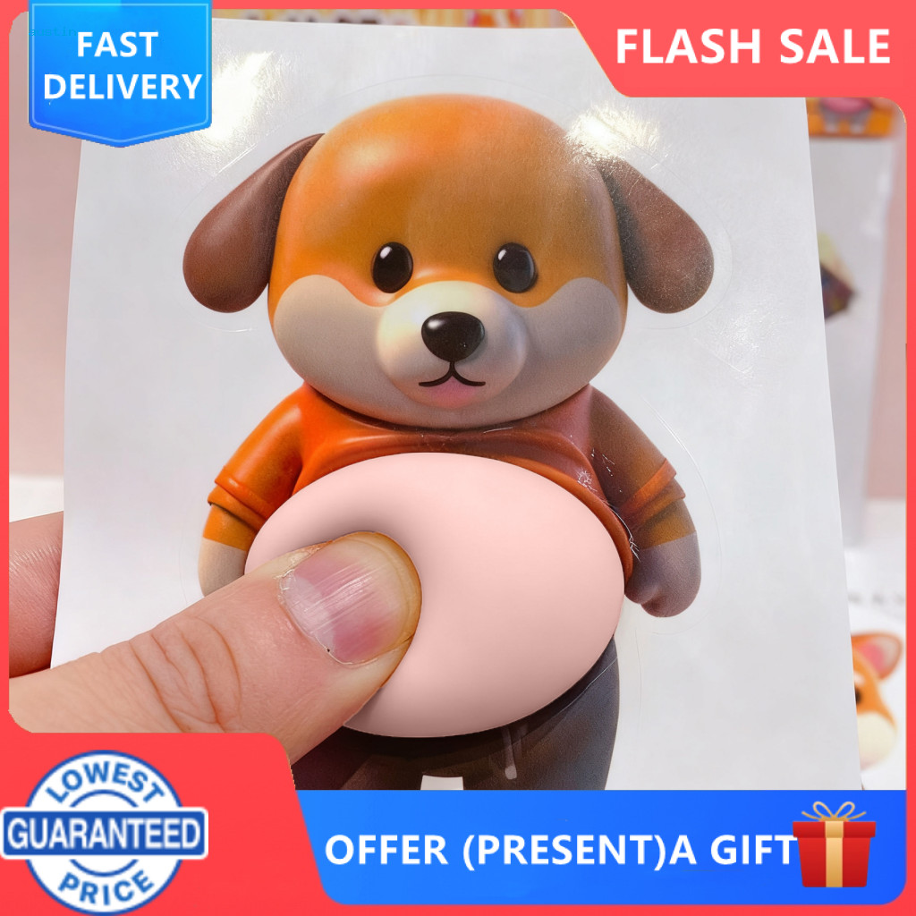 2Pcs Soft and cute tummy stress-relieving design: Simulating the plump of a dog combined with elastic soft rubber materi